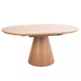 Table Ronde Extensible De 120 Cm Chêne Naturel Avec Pied En Chêne Sorin