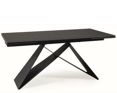 Table à Manger Design Extensible Céramique Et Métal 160cm Sahara Noir Holly