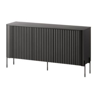 Buffet Noir Avec Façades En Relief 150 Cm, 3 Portes - Hector