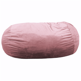 Pouf Long Géant Déhoussable Fausse Fourrure Rose 160 Cm