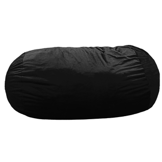 Pouf Long Géant Déhoussable Fausse Fourrure Noir 160 Cm