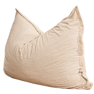 Pouf Velours Côtelé Déhoussable Blanc Cassé 180 X 140 Cm