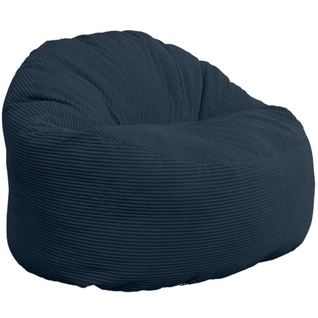 Pouf Velours Côtelé Épais 100cm Bleu Foncé