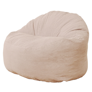 Pouf Velours Côtelé Épais 100cm Blanc Cassé
