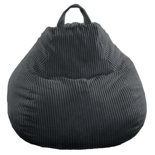Pouf Poire Déhoussable Velours Côtelé - 105x85 Cm Gris Foncé