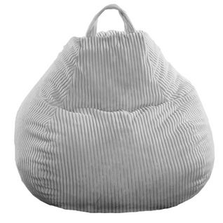 Pouf Poire Déhoussable Velours Côtelé - 120x100 Cm Gris Clair