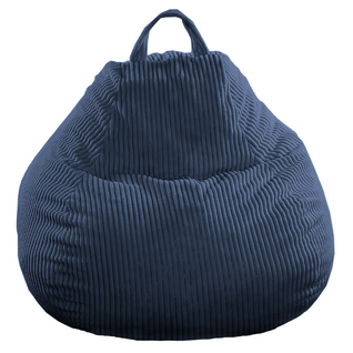 Pouf Poire Déhoussable Velours Côtelé - 120x100 Cm Bleu Foncé