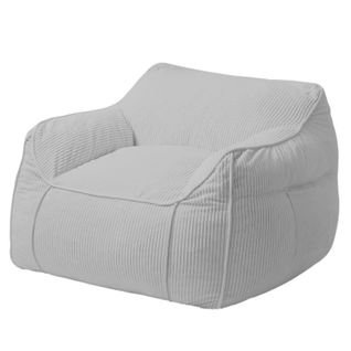 Pouf Fauteuil Velours Côtelé 100x110 Cm Gris Clair