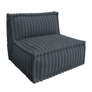 Module Central Pour Canapé Modulable Fourrure Côtelée 90x82 Cm Gris Foncé