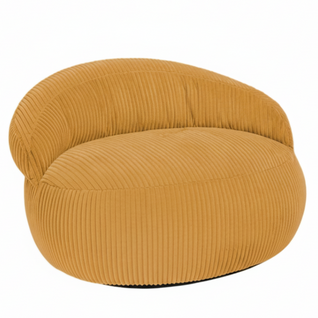 Pouf XXL Déhoussable En Velours Côtelé 110x100 Cm Jaune Moutarde