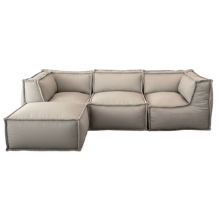 Canapé Modulable 4 Places En Effet Lin 90x262 Cm Beige