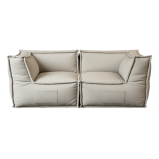 Canapé Modulable 2 Places En Effet Lin  90x180 Cm Beige