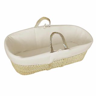 Couffin Bébé Avec Matelas, Habillage En Velours - Coton Bio - Crème