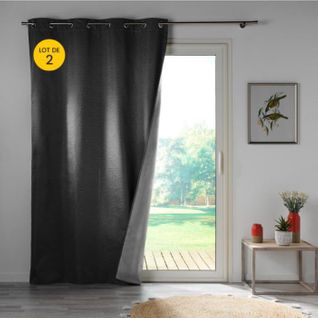 Lot De 2 Rideaux Isolant Phonique Thermique Occultant 140 X 260 Cm Darko Gris
