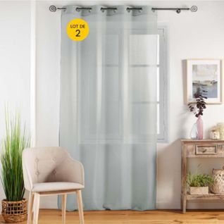 Lot De 2 Voilages Unis à Oeillets 140 X 240 Cm Etamina Gris