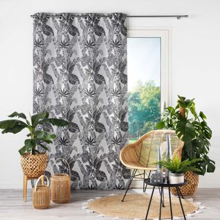 Lot De 2 Rideaux En Jacquard à Oeillets 140 X 260 Cm Faggy Noir