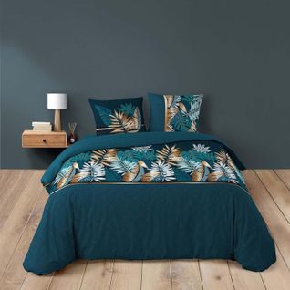 Housse De Couette 240 X 220 Cm + 2taies  Coton 42 Fils Alianor Bleu
