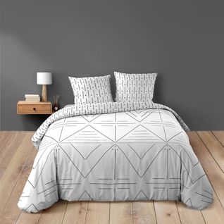 Pack 4 Pièces Housse De Couette 260 X 240 Cm Etna + 2 Taies + Drap Housse 160 Noir