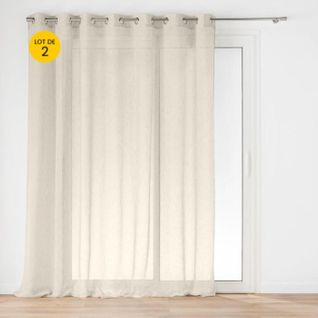 Lot De 2 Voilages à Oeillets Carlin Beige 240 X 240 Cm - Grande Largeur