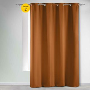 Lot De 2 Rideaux Occultants 135x240 Cm Camel – Modèle Occult à Oeillets