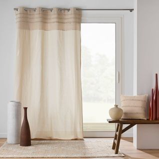 Rideau Tamisant 140 X 240 Cm – Hilary – Finition Broderie Élégante – Coton/polyester Naturel