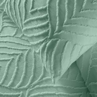 Parure De Lit Sauge 240 X 220 Cm – Microfibre Tuftée Motif Feuilles + 2 Taies