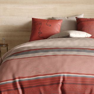 Housse De Couette Réversible 220x240 Cm + 2 Taies D'oreiller 63x63 Cm Percale De Coton Hana