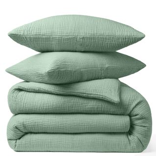 Taie D'oreiller 65x65 Cm Gaze De Coton Vert Givrée