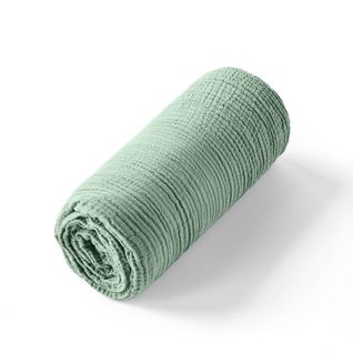 Drap Housse 180x200 Cm Gaze De Coton Vert Givrée