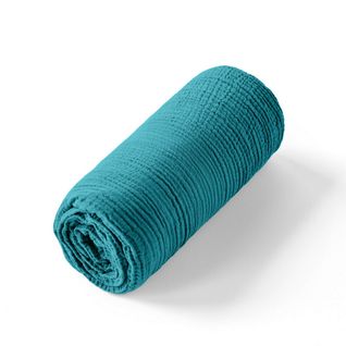 Drap Housse 140x190 Cm Gaze De Coton Bleu Enamel