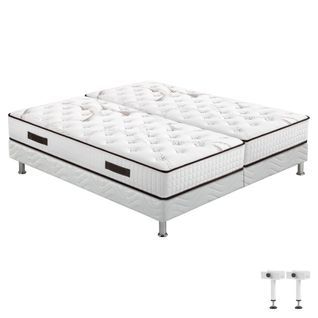 Matelas + Sommier Tapissier 2x90x200 Latex - Louxor - Soutien Ferme - Made In France