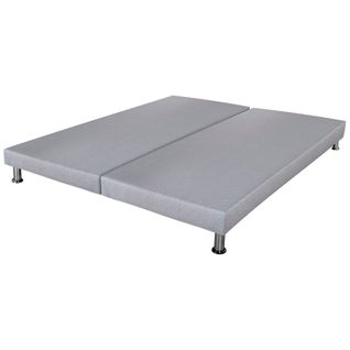 Sommier Déco Sr9 + Pieds - Gris Clair 2x80x200 - Lattes Bois Massif - H.13 Cm