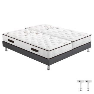 Matelas Mousse + Sommier Sr15 Volcan 2x80x200 Myriade - H. 21 Cm - Soutien Équilibré