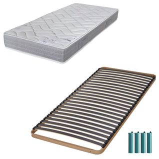 Matelas Mousse + Sommier Métal C224 90x190 Maryland - Hauteur 20 Cm - Soutien Ferme