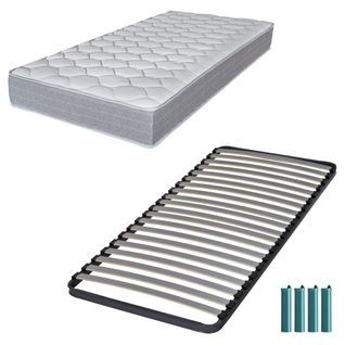 Matelas Mousse + Sommier Métal C220 90x190 Madere - Hauteur 24 Cm - Soutien Ferme