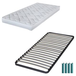 Matelas Mousse + Sommier Métal C220 80x190 Melissa - Hauteur 13 Cm - Soutien Ferme