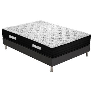 Matelas Black + Sommier Sr15 - 140x190 - Ressorts - Hauteur 26 Cm - Très Ferme