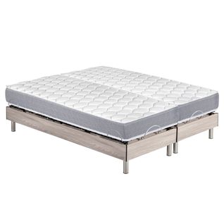Ensemble Relaxation S73+matelas Mousse Wave - 5 Zones - 2x80x200 - Chêne Clair