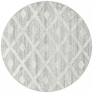 Melia - Tapis Berbère Rond à Relief - Crème 120 X 120 Cm