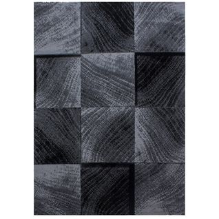 Carreaux - Tapis à Motifs Carreaux En Damier - Noir Et Gris 080 X 150 Cm