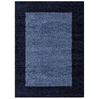 Shaggy - Tapis à Bordures - Bleu Foncé 160 X 230 Cm