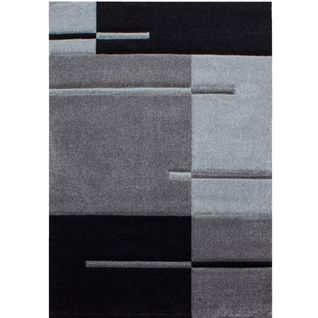Traits - Tapis Géométrique - Noir Et Gris 200 X 290 Cm