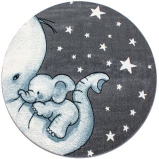 Dumboo - Tapis Enfant Rond - Bleu 160 X 160 Cm