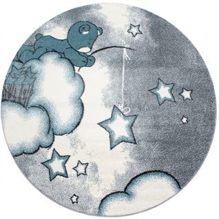 Ourson - Tapis D'enfant Rond - Bleu 160 X 160 Cm