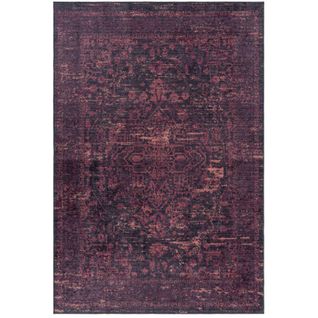 Tapis Kilim Noir Et Violet Lavable En Machine 200x290cm