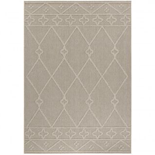 Tapis Effet Jute Naturel à Relief Géométrique Beige 200 X 290 Cm