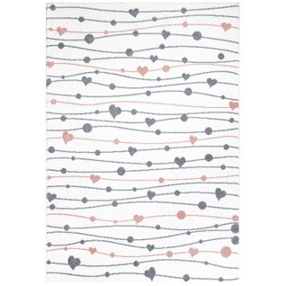 Tapis Pour Chambre D'enfant Blanc Guirlandes Rose Et Gris 190x280cm