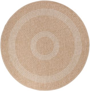 Tapis Rond Naturel Aspect Jute Beige Crème 80x80cm