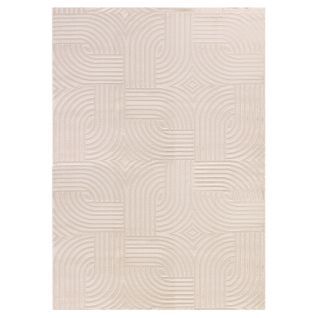 Tapis 70's Laineux à Motif En Relief Beige 80x150cm