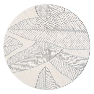 Tapis Leaf Rond à Motifs Feuillage En Relief - Gris 200x200cm